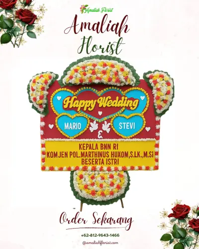 Karangan Papan Bunga Pernikahan di Bodas
